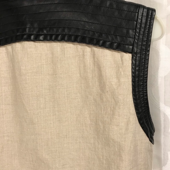 bar III Linen and Faux Leather Zipper Vest Small - Picture 4 of 6